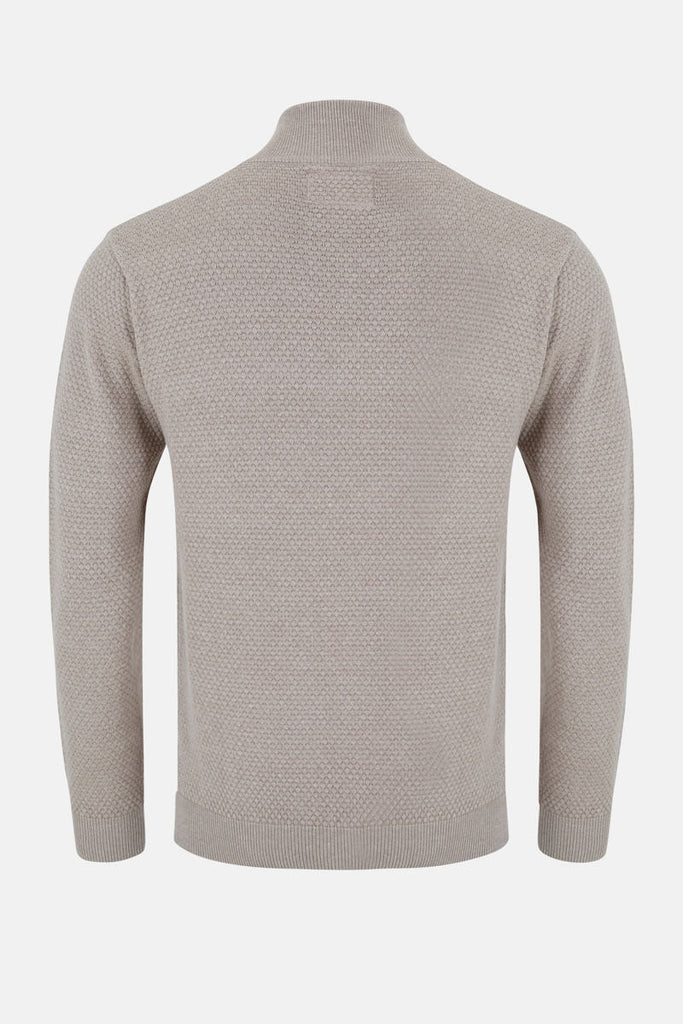 Men’s Lyra Textured ¼ Zip Jumper – Biscuit - Paraffin Store