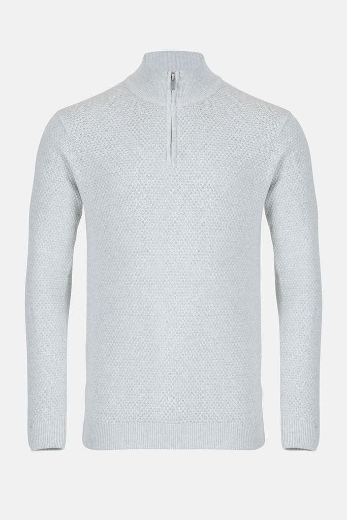 Men’s Lyra Textured ¼ Zip Jumper – Concrete - Paraffin Store