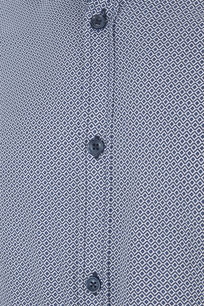 Mens Shirt | Zachary | Navy Geometric Print Long Sleeve Shirt - Paraffin Store