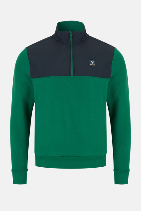 Men’s Sierra ¼ Zip Sweatshirt – Green/Navy - Paraffin Store