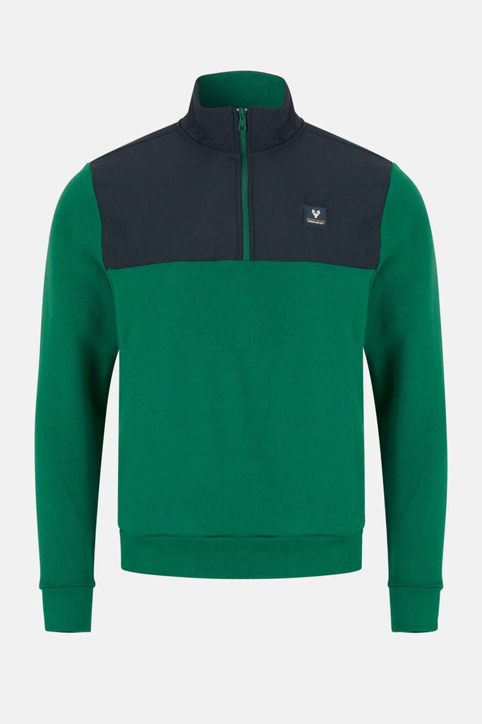 Men’s Sierra ¼ Zip Sweatshirt – Green/Navy - Paraffin Store