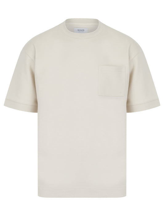 Taijo Men’s Oversized Round Neck T-Shirt with Chest Pocket - ECRU - Paraffin Store