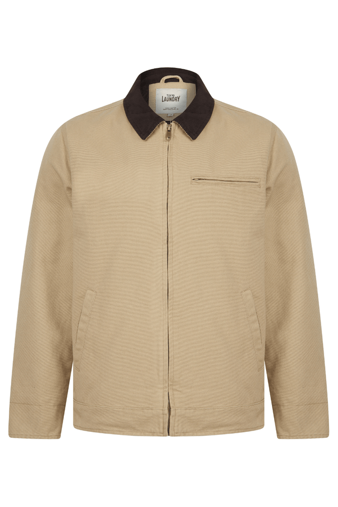 Tapko Canvas Casual Harrington Bomber Jacket – Stone | Tokyo Laundry - Paraffin Store