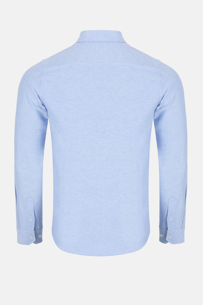 Tom Penn Blue Oxford Long Sleeve Shirt with Signature TP Embroidery - Paraffin Store