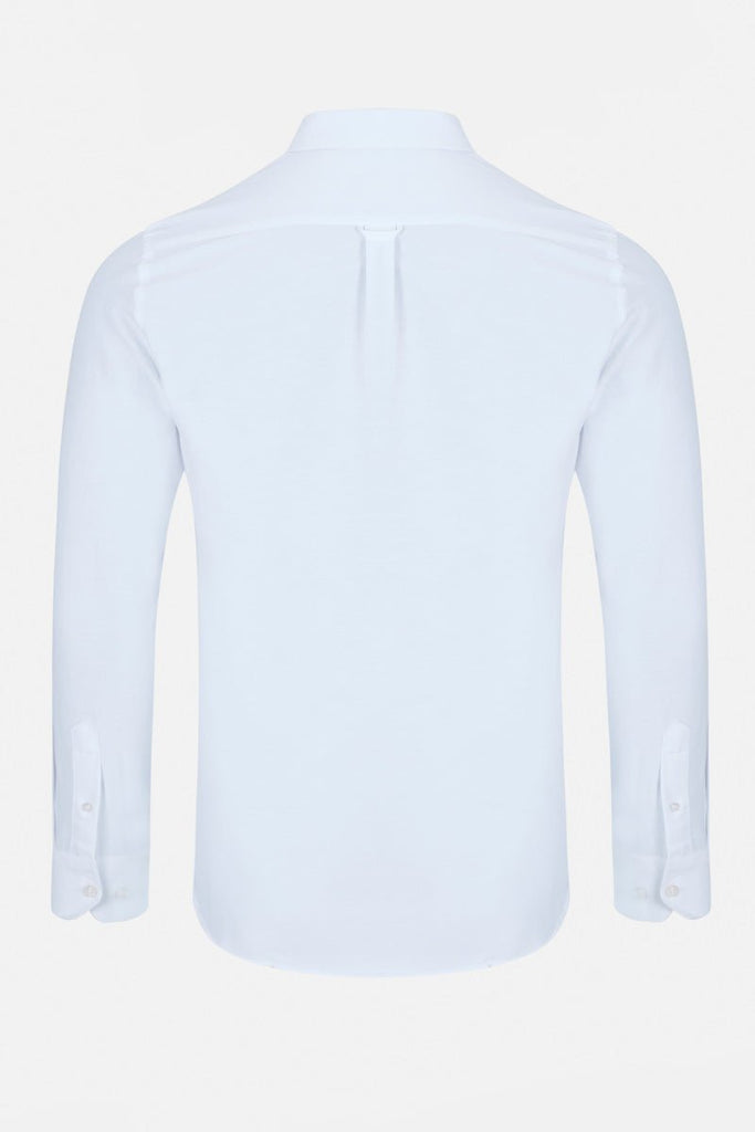 Tom Penn White Oxford Long Sleeve Shirt with Signature TP Embroidery - Paraffin Store